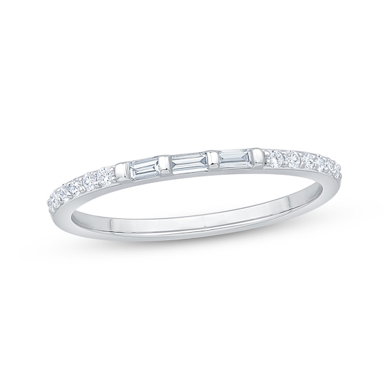 Now + Forever Baguette & Round-Cut Diamond Anniversary Ring 1/5 ct tw 10K White Gold