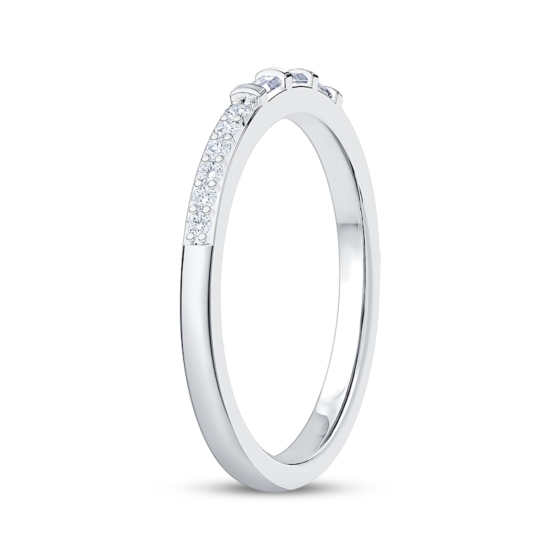 Main Image 2 of Now + Forever Baguette & Round-Cut Diamond Anniversary Ring 1/5 ct tw 10K White Gold