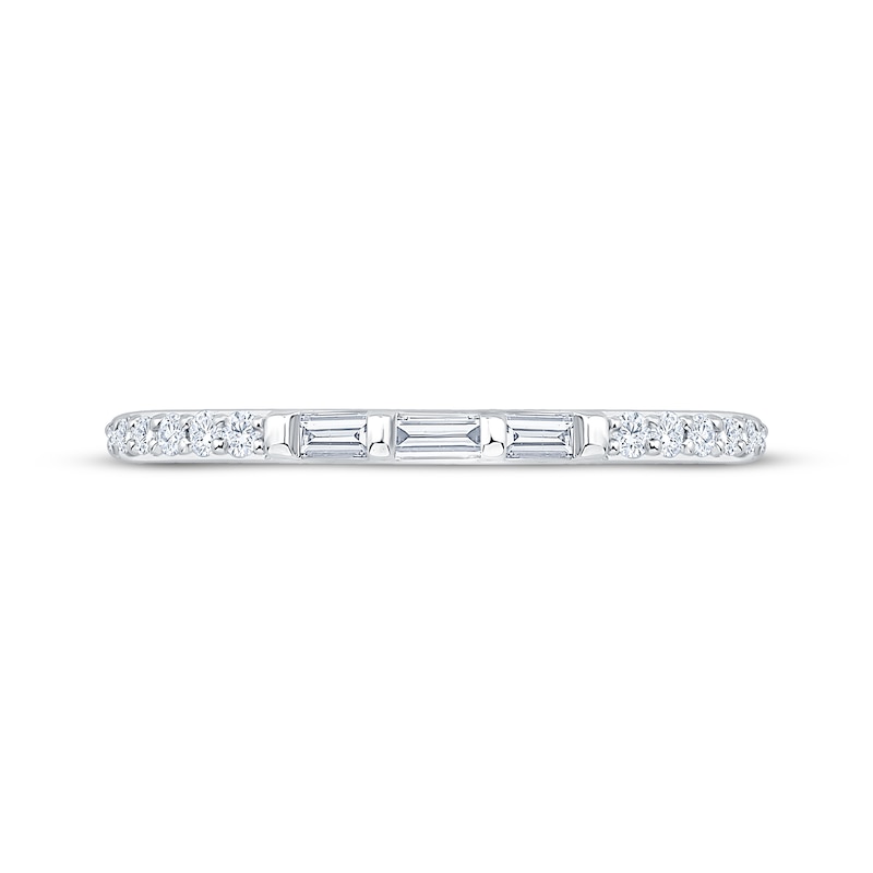 Main Image 3 of Now + Forever Baguette & Round-Cut Diamond Anniversary Ring 1/5 ct tw 10K White Gold