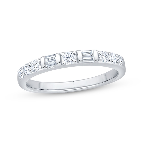 Now + Forever Baguette & Round-Cut Diamond Anniversary Ring 3/8 ct tw 14K White Gold