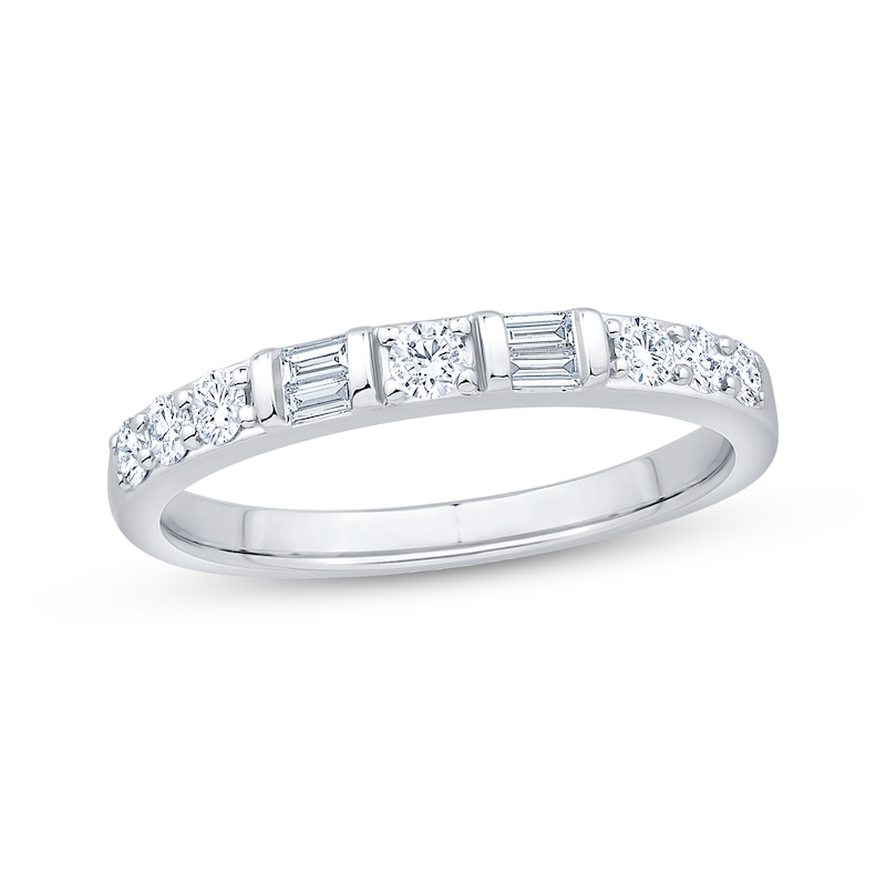 Main Image 1 of Now + Forever Baguette & Round-Cut Diamond Anniversary Ring 3/8 ct tw 14K White Gold