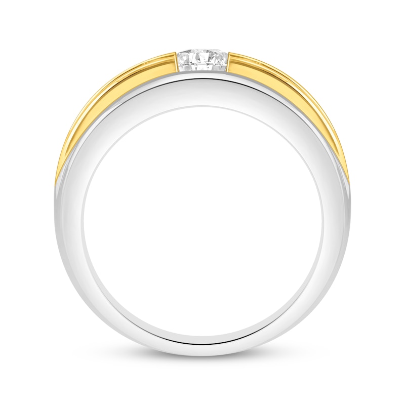 Main Image 3 of Men's Now + Forever Lab-Grown Diamonds Wedding Ring 1-1/2 ct tw 14K Two-Tone Gold