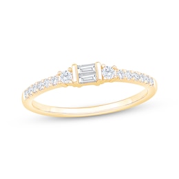 Now + Forever Baguette & Round-Cut Diamond Anniversary Ring 1/4 ct tw 10K Yellow Gold