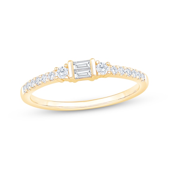 Now + Forever Baguette & Round-Cut Diamond Anniversary Ring 1/4 ct tw 10K Yellow Gold