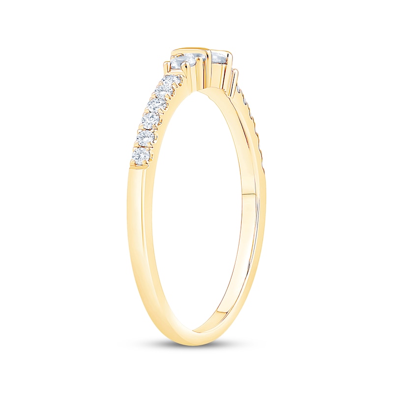 Main Image 2 of Now + Forever Baguette & Round-Cut Diamond Anniversary Ring 1/4 ct tw 10K Yellow Gold