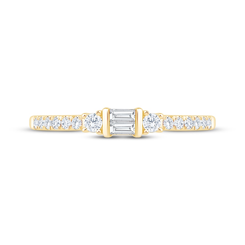 Main Image 3 of Now + Forever Baguette & Round-Cut Diamond Anniversary Ring 1/4 ct tw 10K Yellow Gold