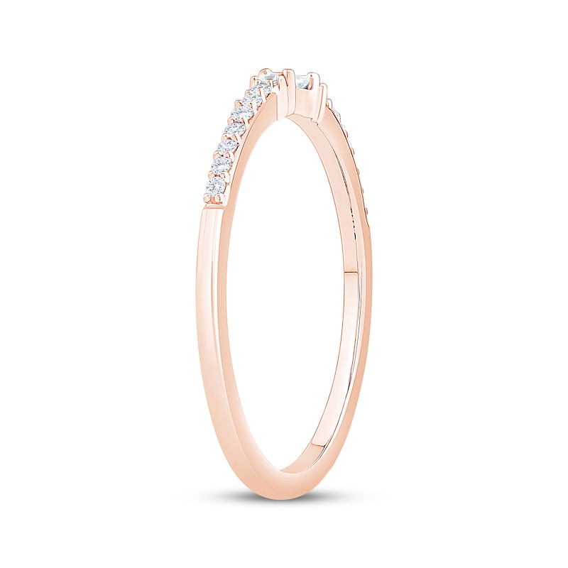 Main Image 2 of Now + Forever Baguette & Round-Cut Diamond Anniversary Ring 1/8 ct tw 10K Rose Gold