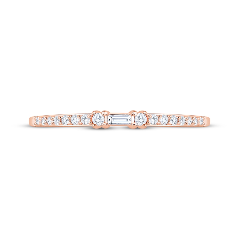 Main Image 3 of Now + Forever Baguette & Round-Cut Diamond Anniversary Ring 1/8 ct tw 10K Rose Gold