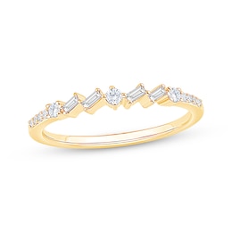 Now + Forever Baguette & Round-Cut Diamond Anniversary Ring 1/6 ct tw 10K Yellow Gold