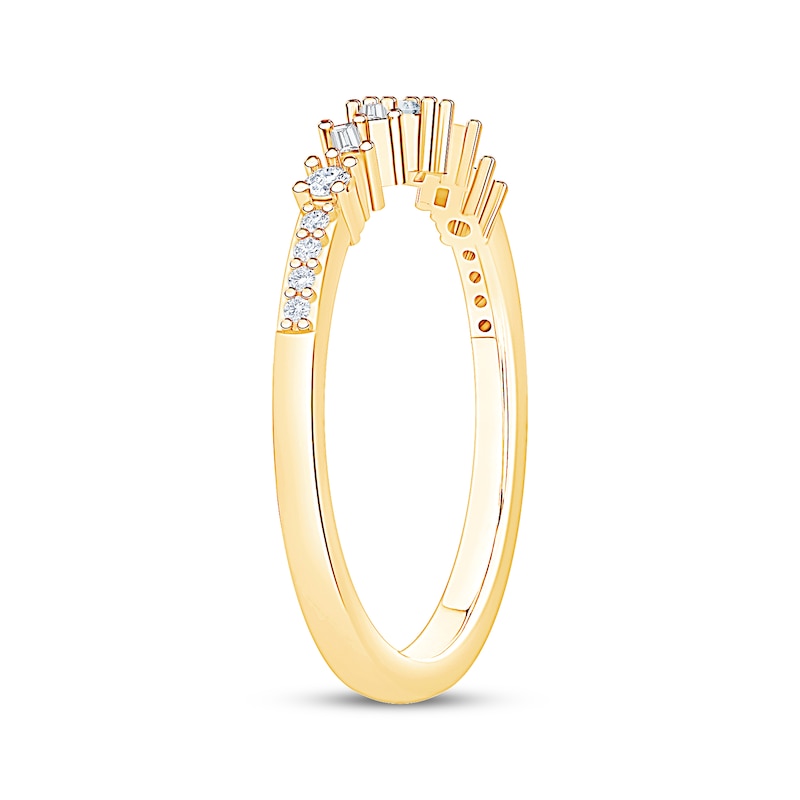 Main Image 2 of Now + Forever Baguette & Round-Cut Diamond Anniversary Ring 1/6 ct tw 10K Yellow Gold