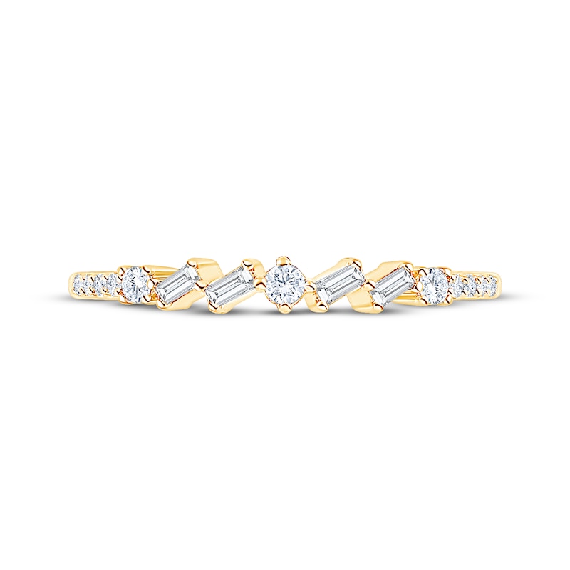 Main Image 3 of Now + Forever Baguette & Round-Cut Diamond Anniversary Ring 1/6 ct tw 10K Yellow Gold