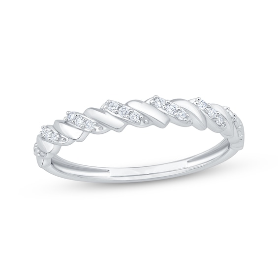 Now + Forever Diamond Slant Anniversary Ring 1/15 ct tw 10K White Gold