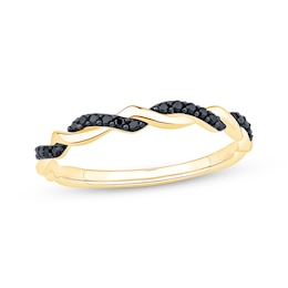 Now + Forever Black Diamond Twist Anniversary Ring 1/15 ct tw 10K Yellow Gold