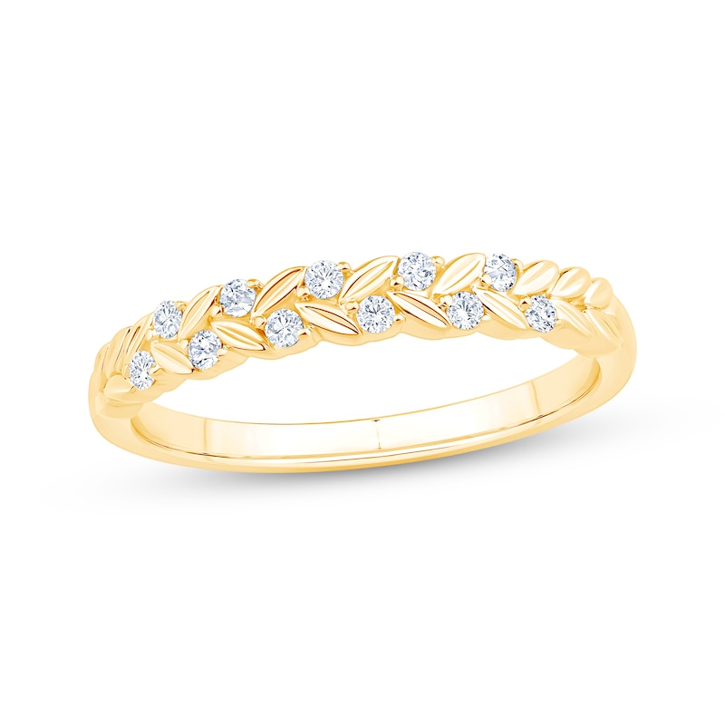 Main Image 1 of Now + Forever Diamond Leaf Anniversary Ring 1/8 ct tw 10K Yellow Gold