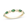 Thumbnail Image 0 of Marquise-Cut Natural Emerald & Diamond Accent Anniversary Ring 10K Yellow Gold
