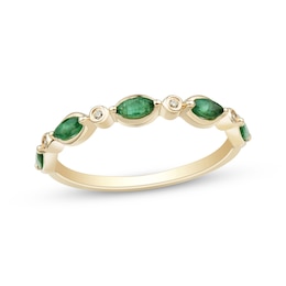 Now + Forever Marquise-Cut Natural Emerald & Diamond Accent Anniversary Ring 10K Yellow Gold