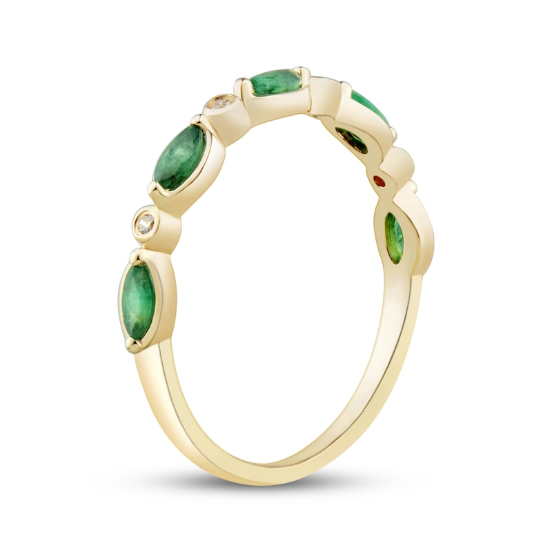 Main Image 2 of Now + Forever Marquise-Cut Natural Emerald & Diamond Accent Anniversary Ring 10K Yellow Gold