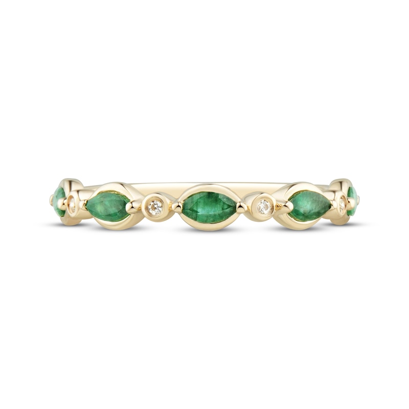 Main Image 3 of Now + Forever Marquise-Cut Natural Emerald & Diamond Accent Anniversary Ring 10K Yellow Gold