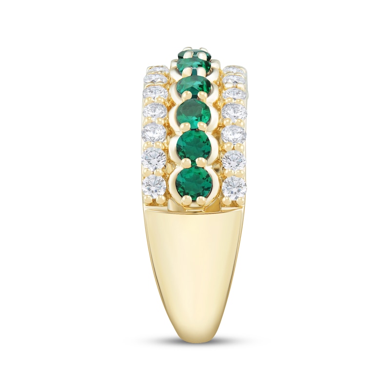 Main Image 2 of Now + Forever Natural Emerald & Diamond Anniversary Ring 1/2 ct tw 10K Yellow Gold