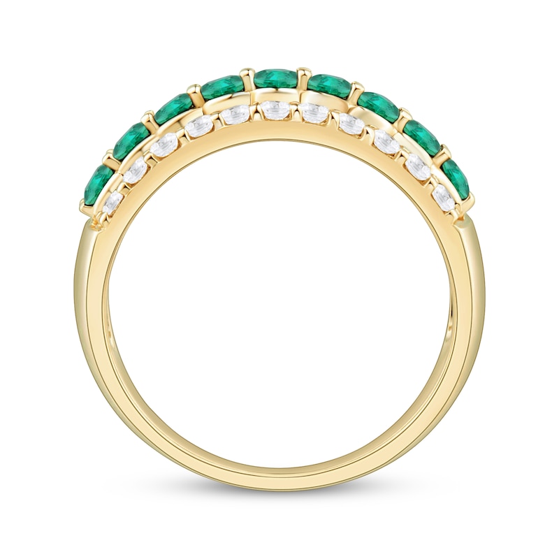 Main Image 3 of Now + Forever Natural Emerald & Diamond Anniversary Ring 1/2 ct tw 10K Yellow Gold