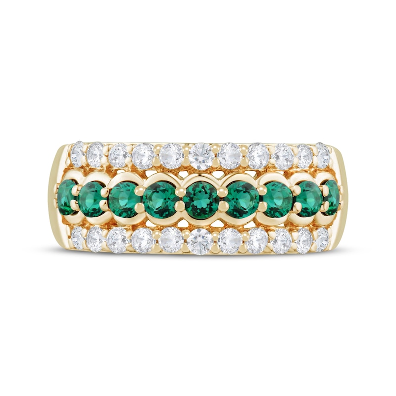 Main Image 4 of Now + Forever Natural Emerald & Diamond Anniversary Ring 1/2 ct tw 10K Yellow Gold