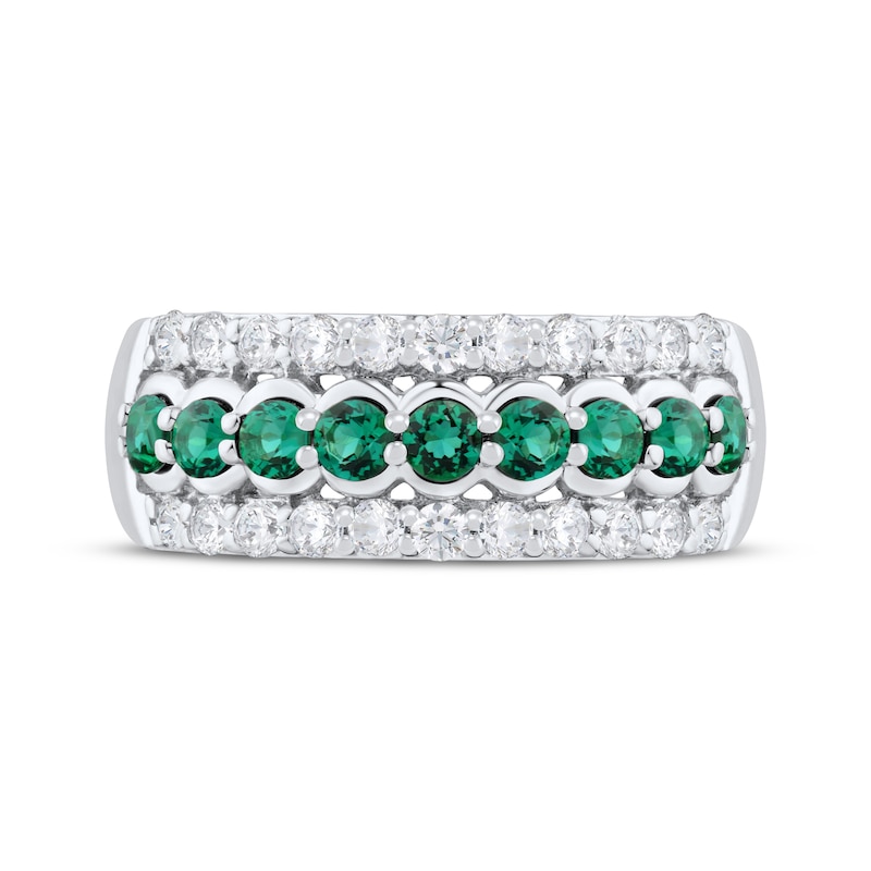 Main Image 4 of Now + Forever Natural Emerald & Diamond Anniversary Ring 1/2 ct tw 10K White Gold