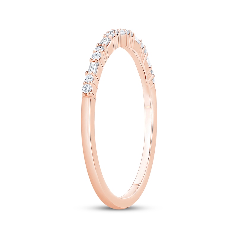 Main Image 2 of Now + Forever Baguette & Round-Cut Diamond Anniversary Ring 1/10 ct tw 10K Rose Gold