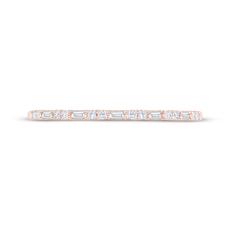Main Image 3 of Now + Forever Baguette & Round-Cut Diamond Anniversary Ring 1/10 ct tw 10K Rose Gold
