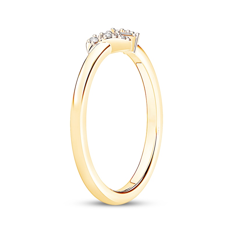 Main Image 2 of Now + Forever Baguette & Round-Cut Diamond Cluster Anniversary Ring 1/20 ct tw 10K Yellow Gold