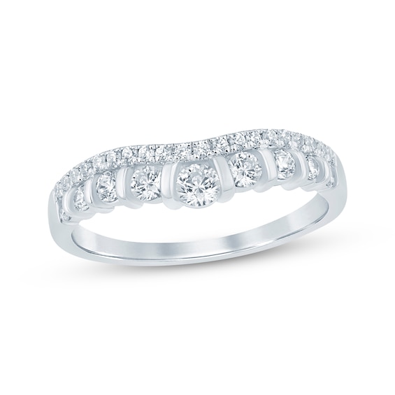 Now + Forever Diamond Graduating Double Row Contour Ring 1/2 ct tw 14K White Gold