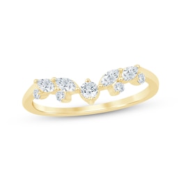 Now + Forever Marquise & Round-Cut Diamond Contour Ring 1/3 ct tw 14K Yellow Gold
