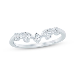 Now + Forever Marquise & Round-Cut Diamond Contour Ring 1/3 ct tw 14K White Gold