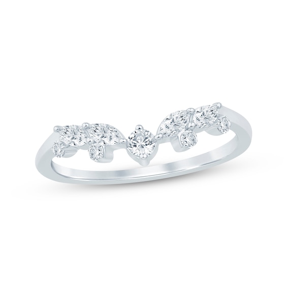 Now + Forever Marquise & Round-Cut Diamond Contour Ring 1/3 ct tw 14K White Gold