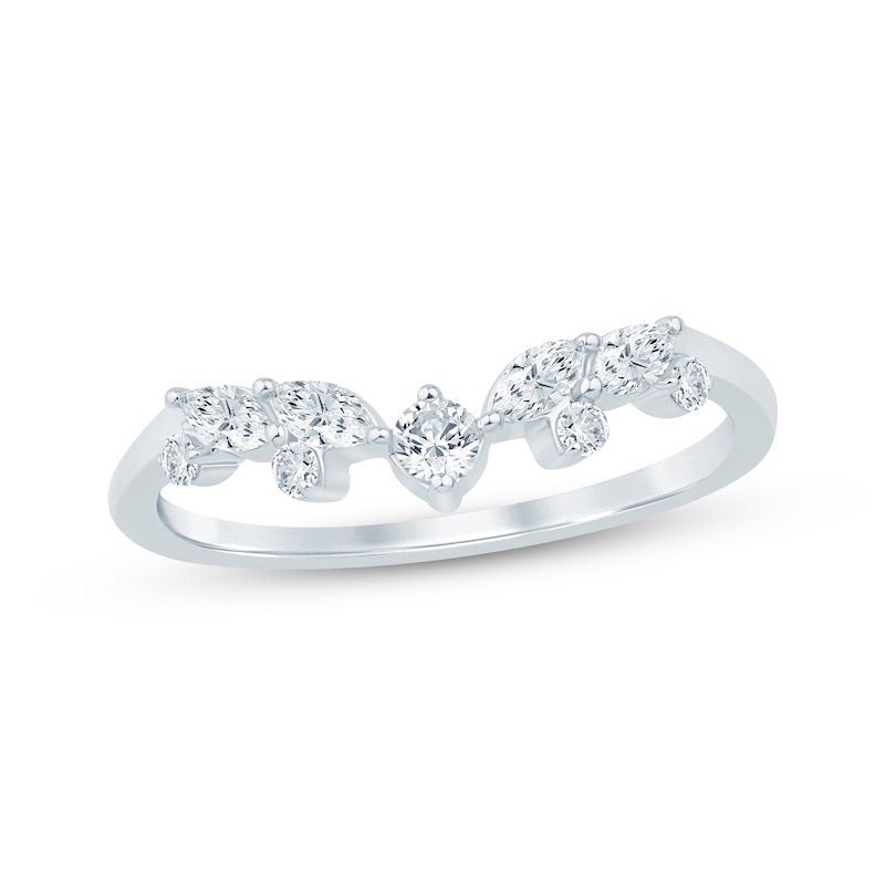 Main Image 1 of Now + Forever Marquise & Round-Cut Diamond Contour Ring 1/3 ct tw 14K White Gold
