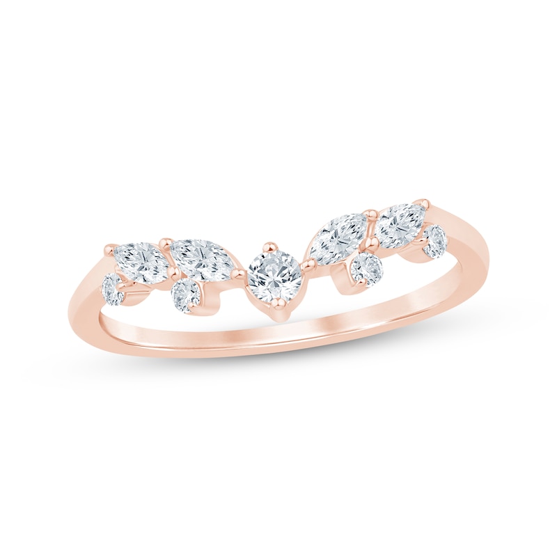 Main Image 1 of Now + Forever Marquise & Round-Cut Diamond Contour Ring 1/3 ct tw 14K Rose Gold