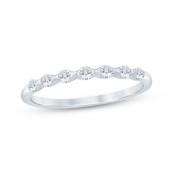 Now + Forever Diamond Sculpted Anniversary Ring 1/4 ct tw 10K White Gold
