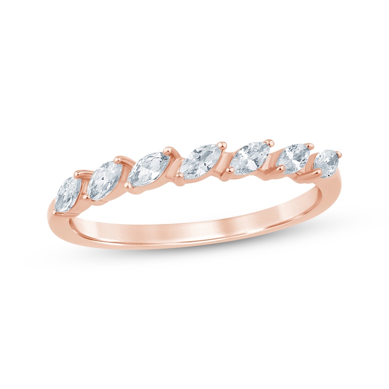 Main Image 1 of Now + Forever Marquise-Cut Diamond Anniversary Ring 1/4 ct tw 10K Rose Gold