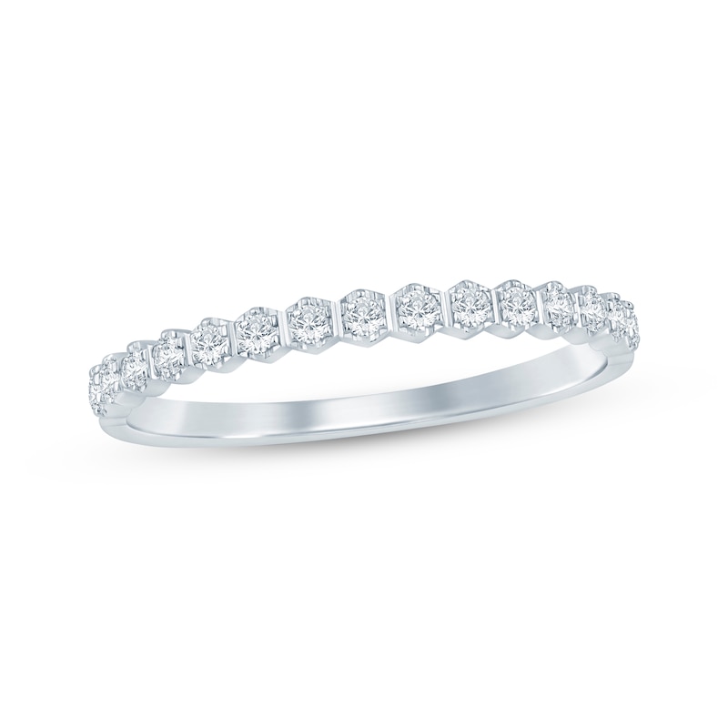 Main Image 1 of Now + Forever Diamond Hexagon Frames Anniversary Ring 1/6 ct tw 10K White Gold