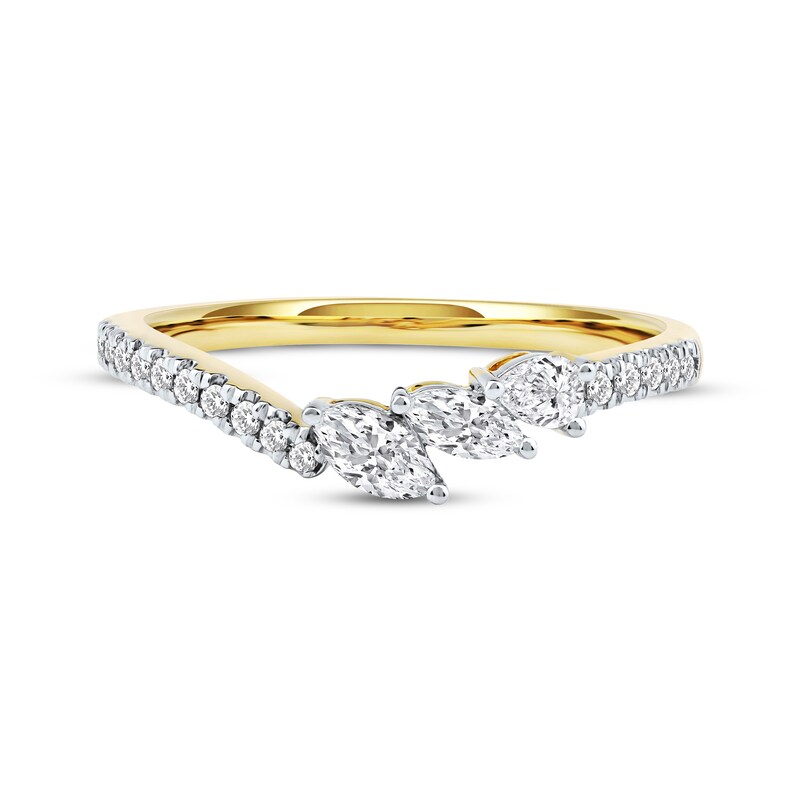 Main Image 3 of Now + Forever Marquise, Pear & Round-Cut Diamond Contour Three-Stone Anniversary Ring 1/3 ct tw 14K Yellow Gold