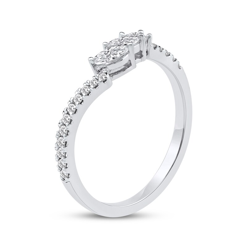 Main Image 2 of Now + Forever Marquise, Pear & Round-Cut Diamond Contour Three-Stone Anniversary Ring 1/3 ct tw 14K White Gold