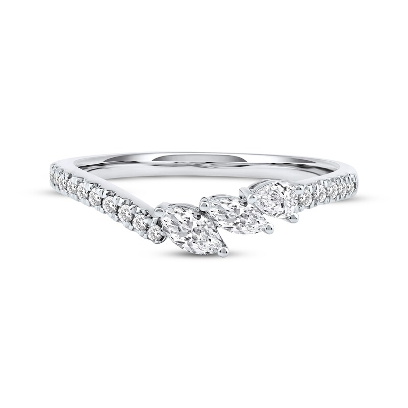 Main Image 3 of Now + Forever Marquise, Pear & Round-Cut Diamond Contour Three-Stone Anniversary Ring 1/3 ct tw 14K White Gold