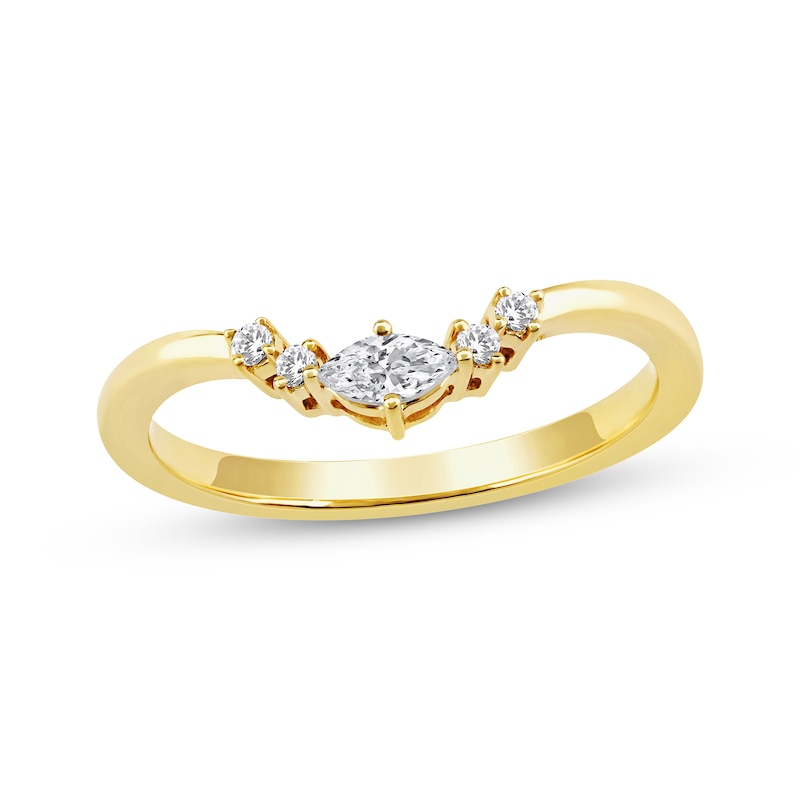 Main Image 1 of Now + Forever Marquise & Round-Cut Diamond Contour Anniversary Ring 1/6 ct tw 10K Yellow Gold
