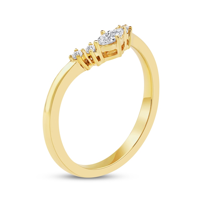 Main Image 2 of Now + Forever Marquise & Round-Cut Diamond Contour Anniversary Ring 1/6 ct tw 10K Yellow Gold