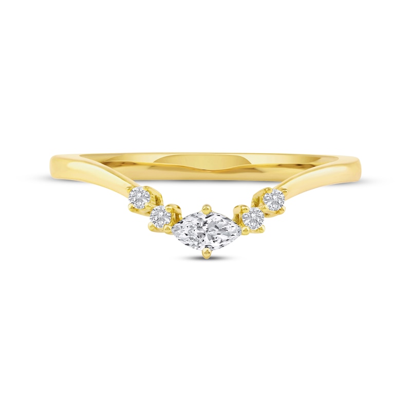 Main Image 3 of Now + Forever Marquise & Round-Cut Diamond Contour Anniversary Ring 1/6 ct tw 10K Yellow Gold