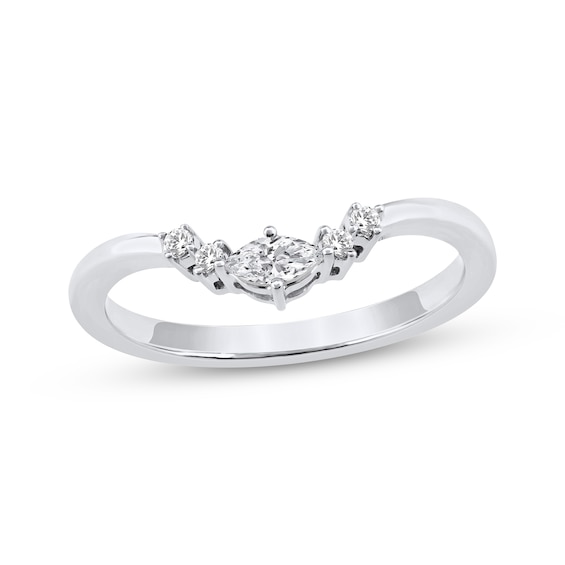 Now + Forever Marquise & Round-Cut Diamond Contour Anniversary Ring 1/6 ct tw 10K White Gold