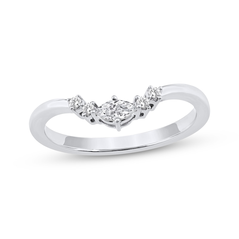 Main Image 1 of Now + Forever Marquise & Round-Cut Diamond Contour Anniversary Ring 1/6 ct tw 10K White Gold