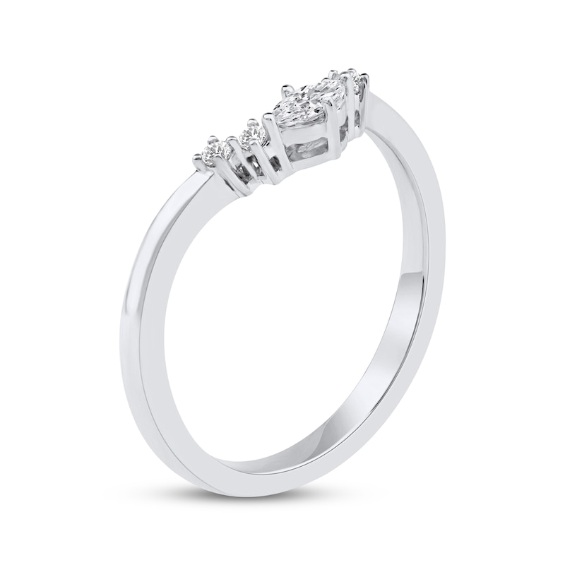 Main Image 2 of Now + Forever Marquise & Round-Cut Diamond Contour Anniversary Ring 1/6 ct tw 10K White Gold