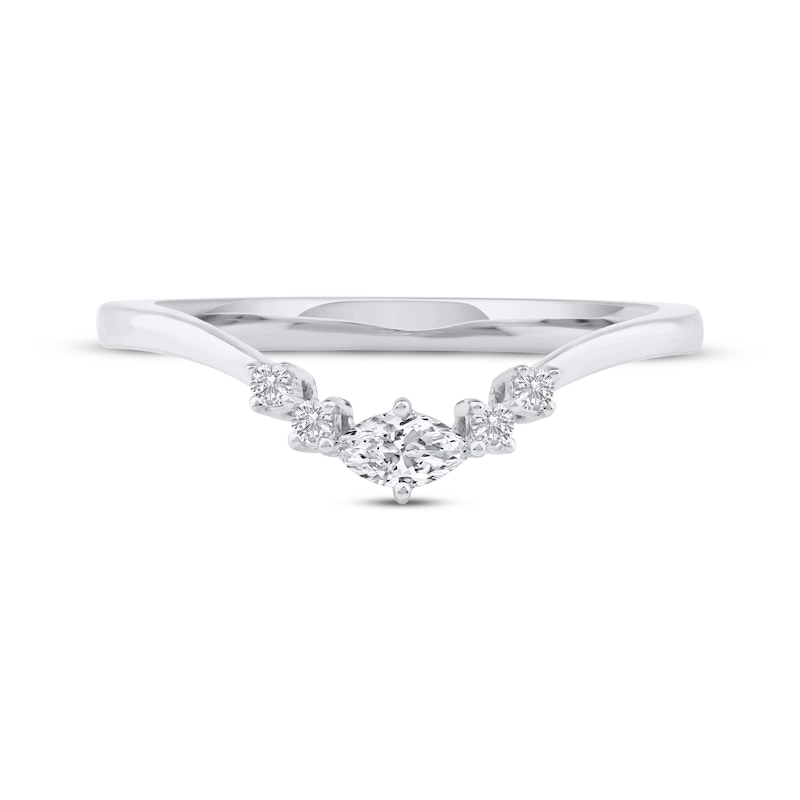 Main Image 3 of Now + Forever Marquise & Round-Cut Diamond Contour Anniversary Ring 1/6 ct tw 10K White Gold