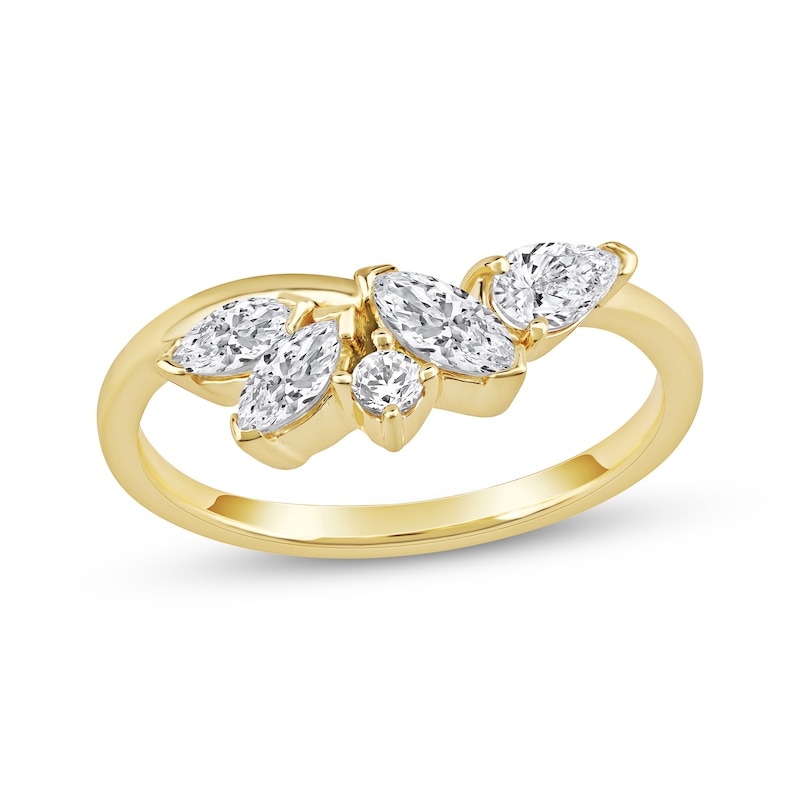 Main Image 1 of Now + Forever Marquise, Pear & Round-Cut Diamond Contour Ring 5/8 ct tw 14K Yellow Gold