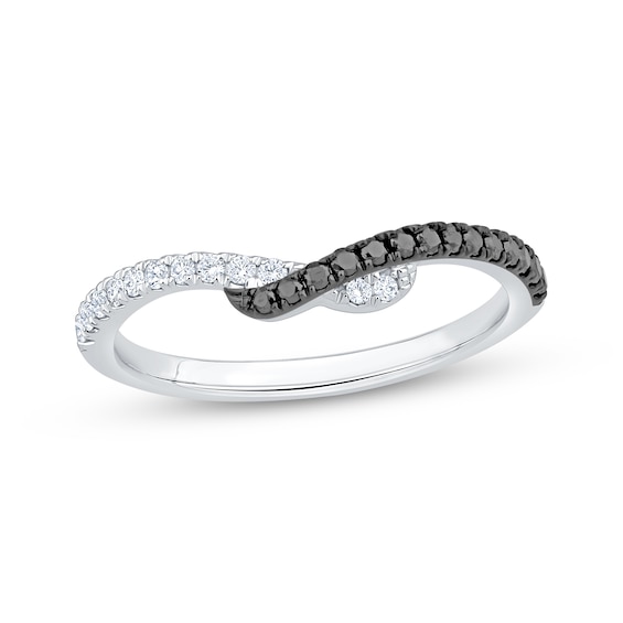 Now + Forever Black & White Diamond Contour Ring 1/4 ct tw 10K White Gold
